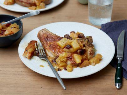 Juicy Pork Chops with Pear Chutney